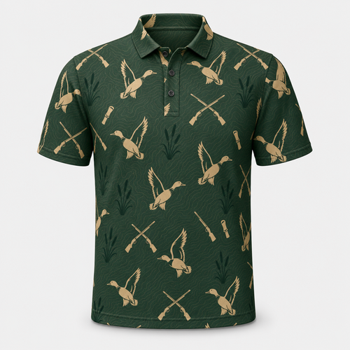 Duck Hunter AOP Polo – Forest Green Silhouette Pattern - Polo shirt - All over printed b6708ca8-06bd-45c5-b051-4524171ddc2c.png