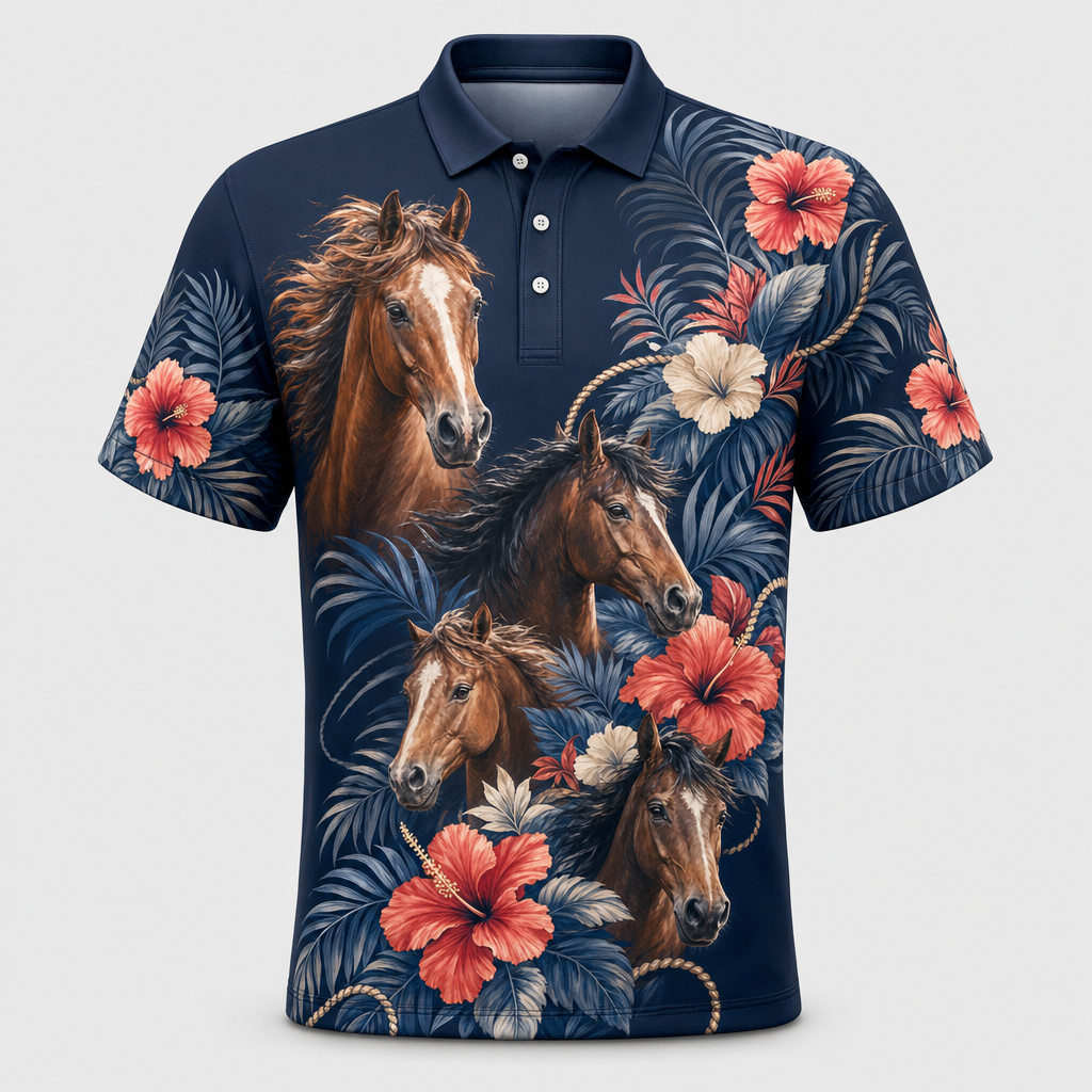 Horse Lover Tropical AOP Polo - Polo shirt - All over printed b6b8cc5c-7fa4-402d-8a38-bbcbef1bbdbf.png