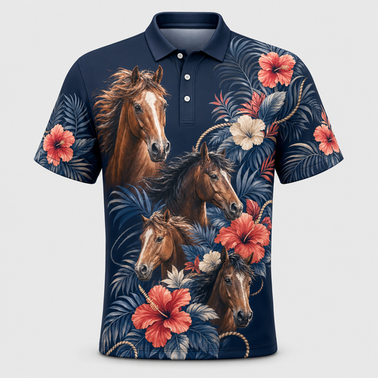 Horse Lover Tropical AOP Polo - Polo shirt - All over printed b6b8cc5c-7fa4-402d-8a38-bbcbef1bbdbf.png