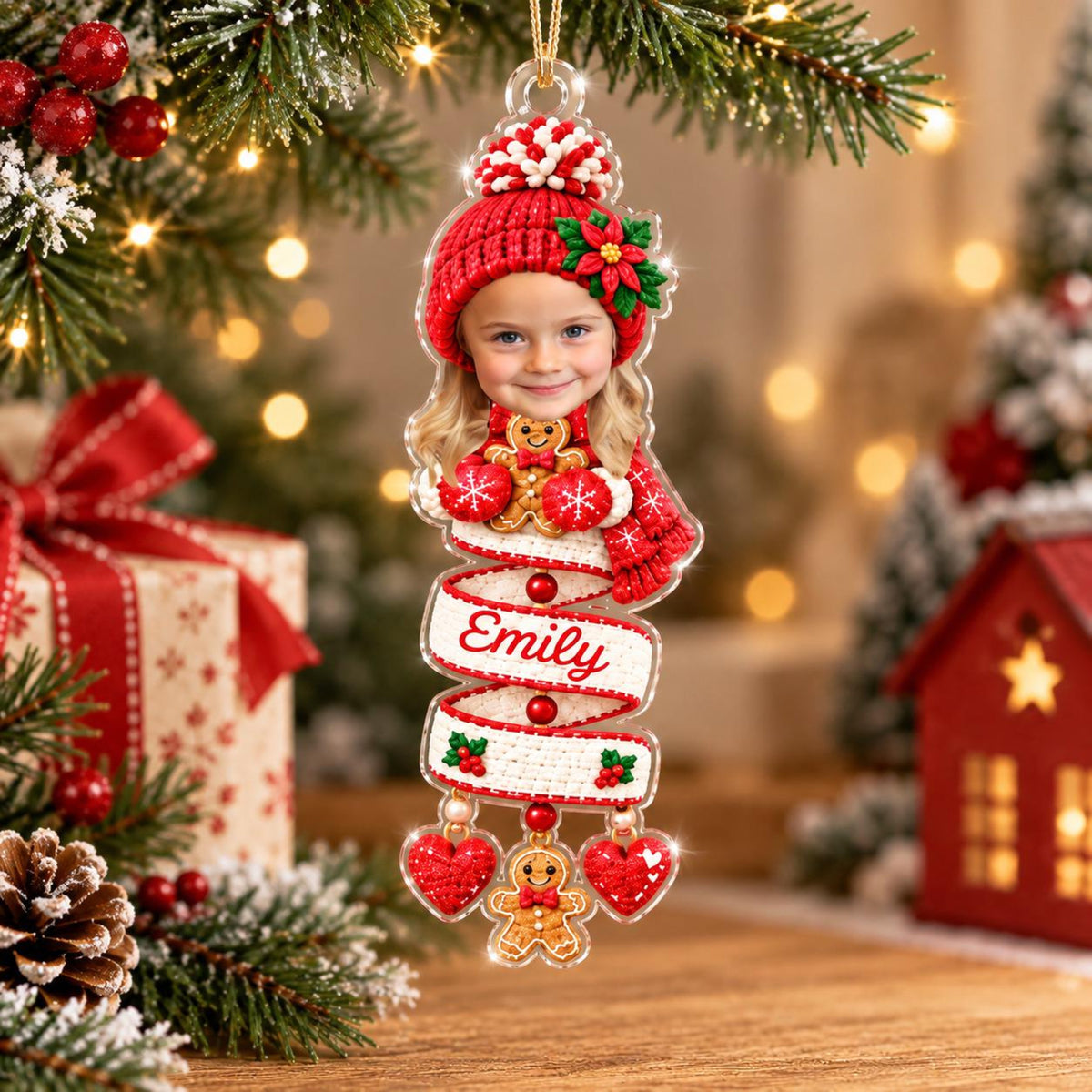Personalized Baby Face Photo Spiral Ornament, Custom Name Snowman Acrylic Ornament, 2D Flat Faux Spiral Christmas Tree Decor, Christmas Gift b6cfea94-95ec-4813-916a-618a0da5d807-4.jpg