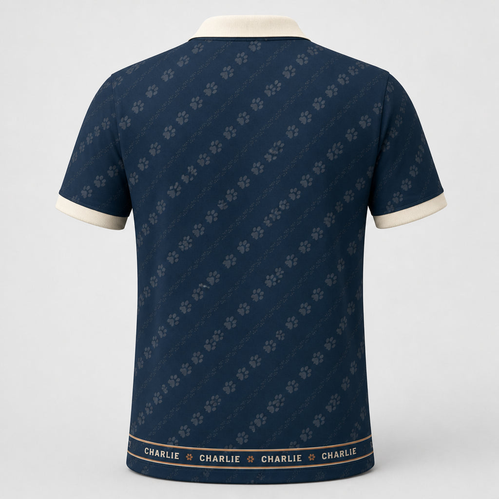 Custom Cat Photo + Name AOP Polo - Back view