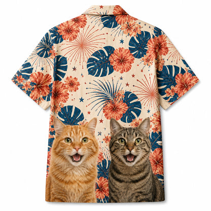 Cat Dad Patriotic Hawaiian - Back view