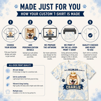 This Human Belongs To — Custom Pet Photo AOP Tee - How to customize