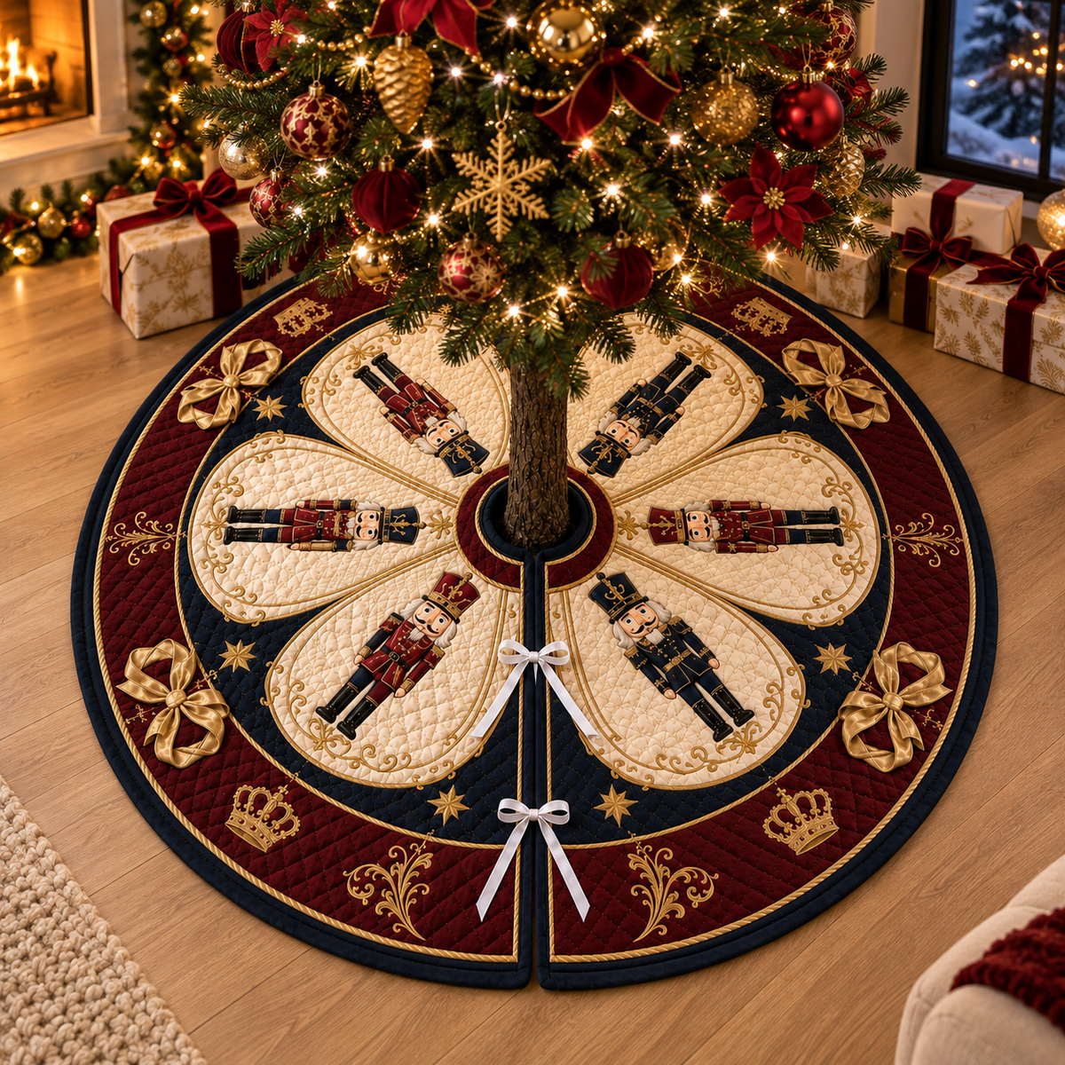 Nutcracker Christmas Tree Skirt, Quilted Holiday Tree Skirt, Royal Red Navy Gold Christmas Decor, Elegant Xmas Home Decor b89d9e42-f8b0-428e-97c7-5b293b53e0a2-banner-1.png