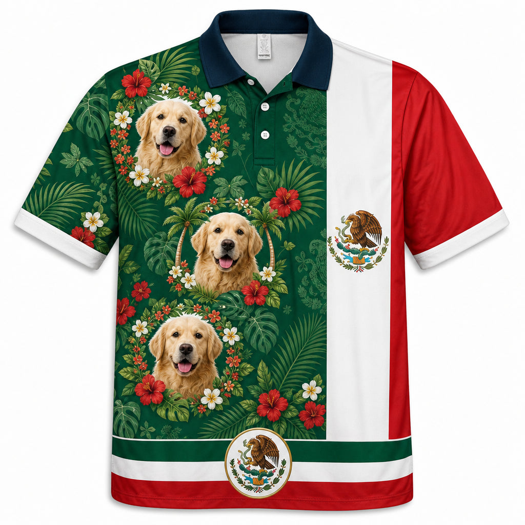 Custom Photo Mexican Flag Tropical Hawaiian Shirt - Hero