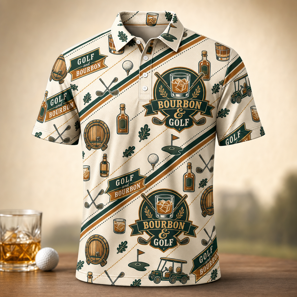 Bourbon & Golf Diagonal Crest AOP Polo - Polo shirt - All over printed b941d431-7291-4859-9c2e-7902c1317ccf.png