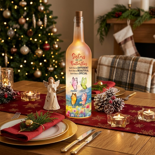Sisters Are Like Butterflies Different Beautiful And Special - Personalized Bottle Light
