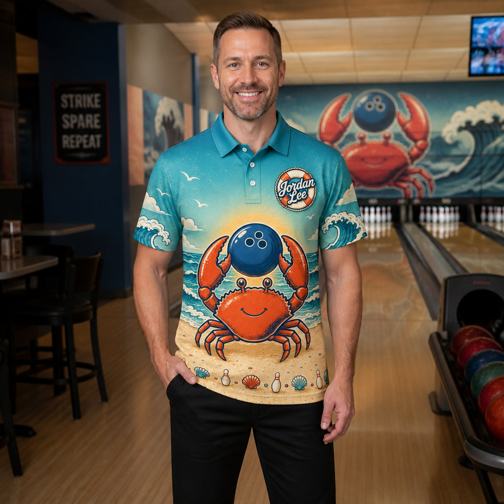 Personalized Shell Yeah, I Bowl Bowling Polo Shirt – Custom Name, All-Over Print
