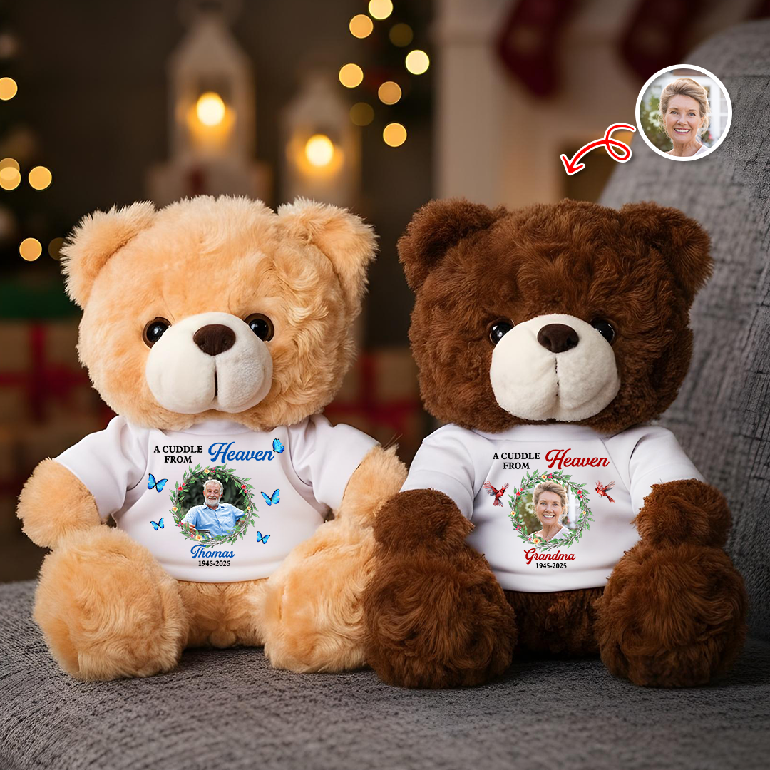 Christmas A Cuddle From Heaven - Memorial Personalized Custom Teddy Bear Plush - Sympathy Gift For Family Members ba21c23d-4fff-4d1c-9d66-cbac71eb4376-11.png