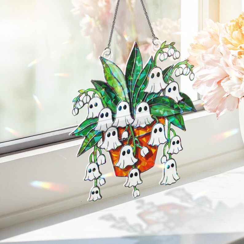 Ghost Lily of the Valley Holographic Suncatcher, Spooky Halloween Window Hanging Decor bac835f8-686b-481c-9bf9-2648f3113a57-80.jpg