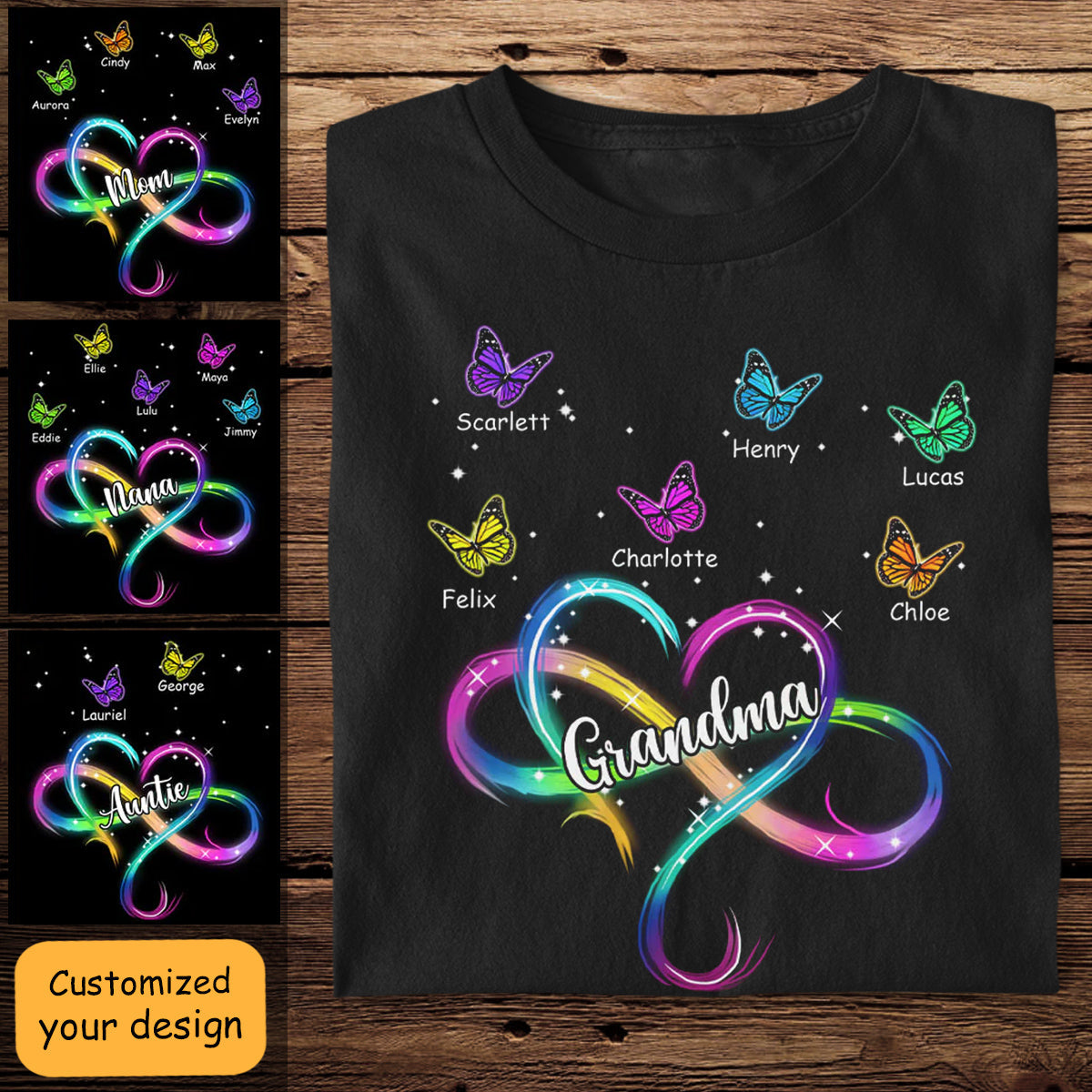 Infinity Heart Colorful Butterflies Grandma Mom - Personalized Apparel - Gift For Mom, Grandma banne2_57878af7-f6cc-4533-8bcc-553eca05f9a9.jpg