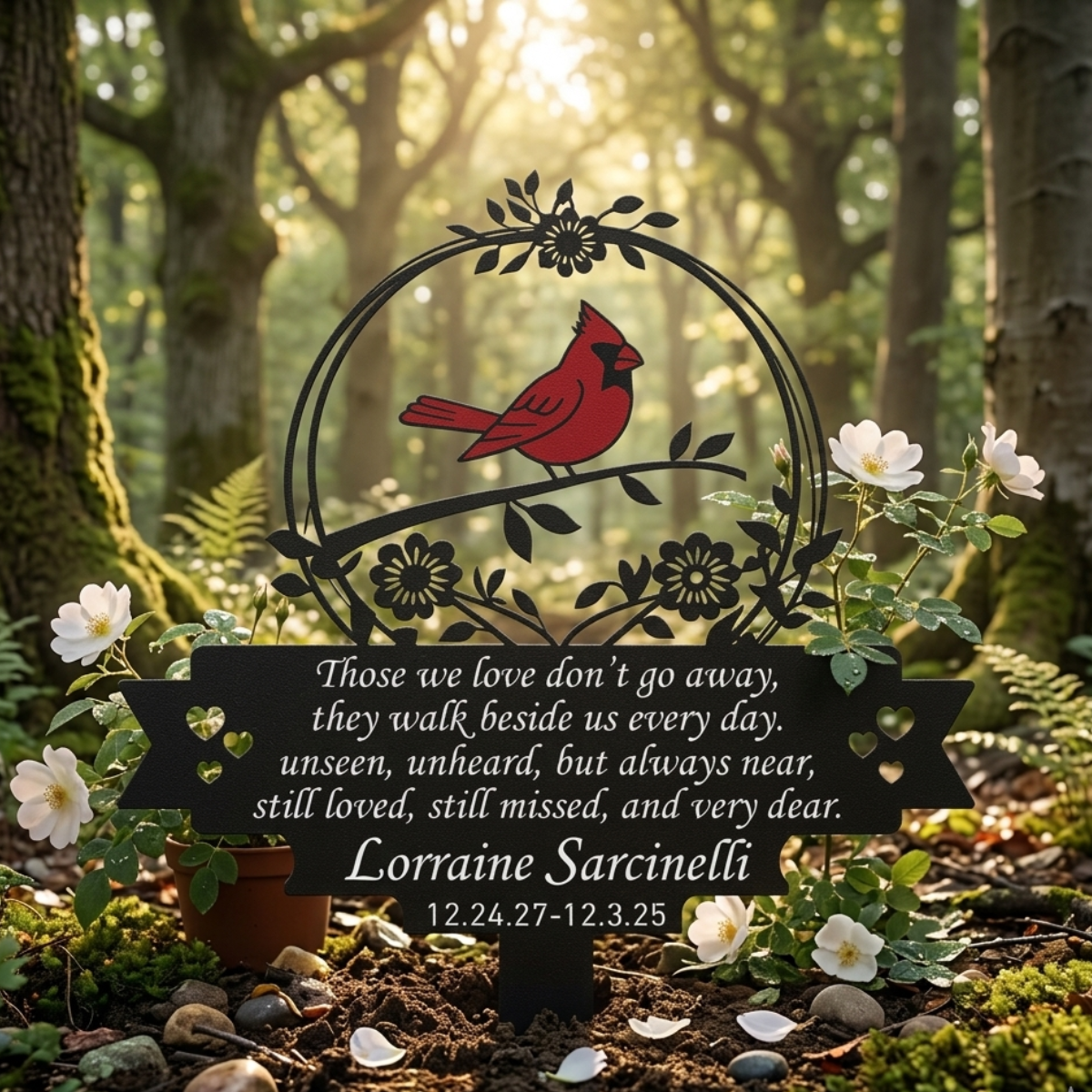 Personalized Memorial Stake Metal Sign, Cardinal Garden Stakes, Cardinals Appear, Metal Cemetery Decorations, Stake for Outdoors Yard Garden banner-1_07ae1043-997e-412e-accc-f34825eb9f1e.png