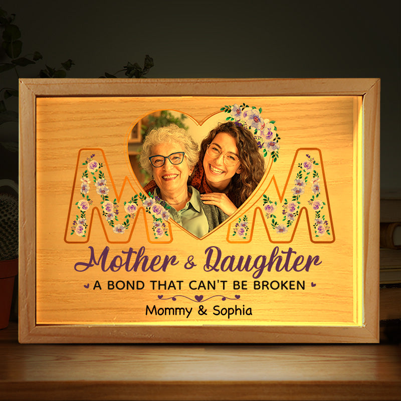 Mother & Daughter A Bond That Can Be Broken - Personalized Light Frame - Gift For Mom, Mother's Day banner-1_11zon.png