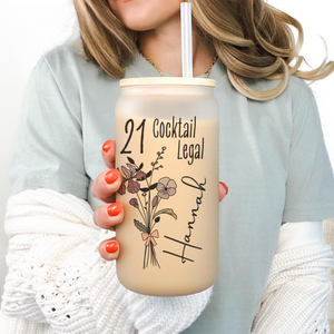 21st Birthday Glass Tumbler, Turning 21 Gift With Birthflower Glass Tumbler, 21 Year Old Gift Iced Coffee Cup, 21st Birthday Glass With Flower banner-1_9612284e-43e8-44e5-be1f-69abd270c8c7.png