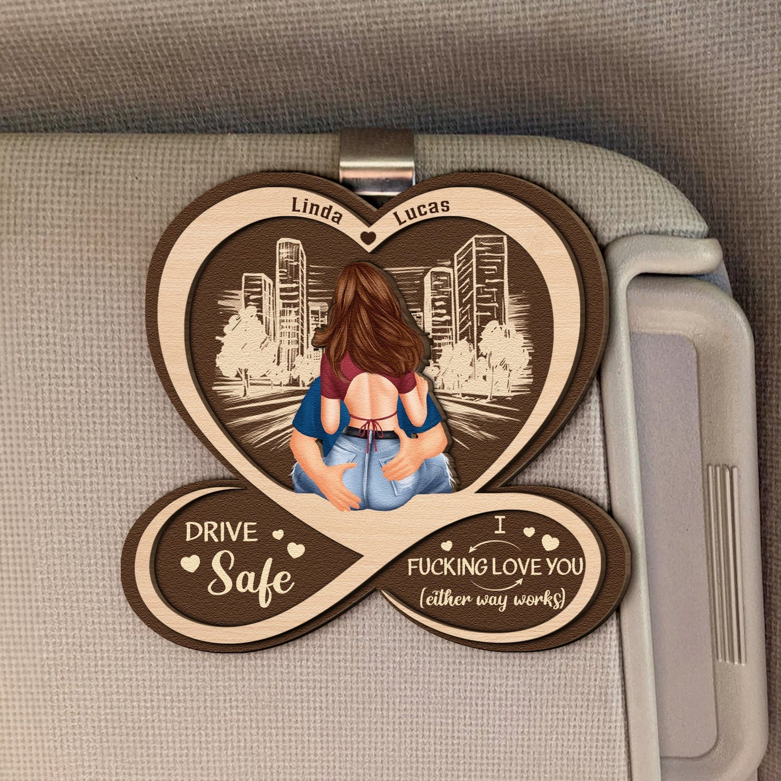 Drive Safe Because Your Wife Loves You - Personalized Car Visor Clip - Gift For Husband, Gift For Couple, Valentine's Day Gift banner-1_de67244f-69b8-4edc-9031-1df98228c8eb.jpg