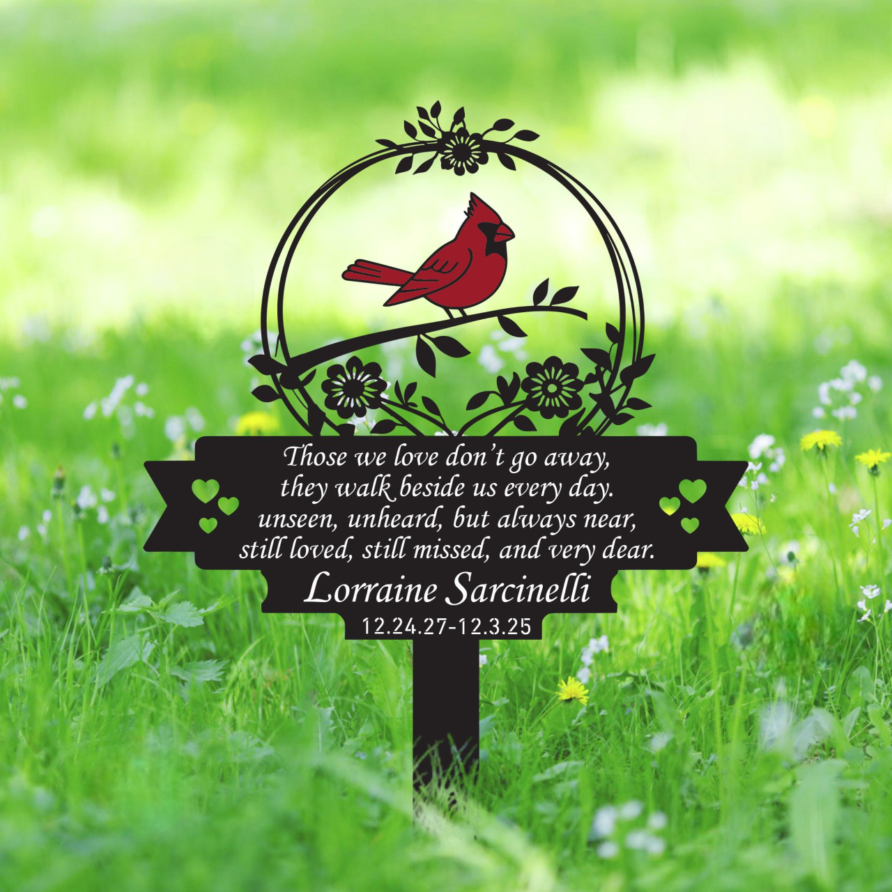 Personalized Memorial Stake Metal Sign, Cardinal Garden Stakes, Cardinals Appear, Metal Cemetery Decorations, Stake for Outdoors Yard Garden banner-1_de95bfa9-7bfd-401c-b737-79d604a20f1b.png