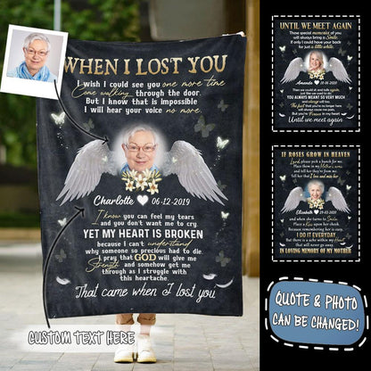 Angel Wings Flower Mother When I Lost You - Personalized Photo Blanket - Memorial Gift For Mom banner-1_f2b58521-862f-4f4f-aaa1-0c830e57aaf8.jpg