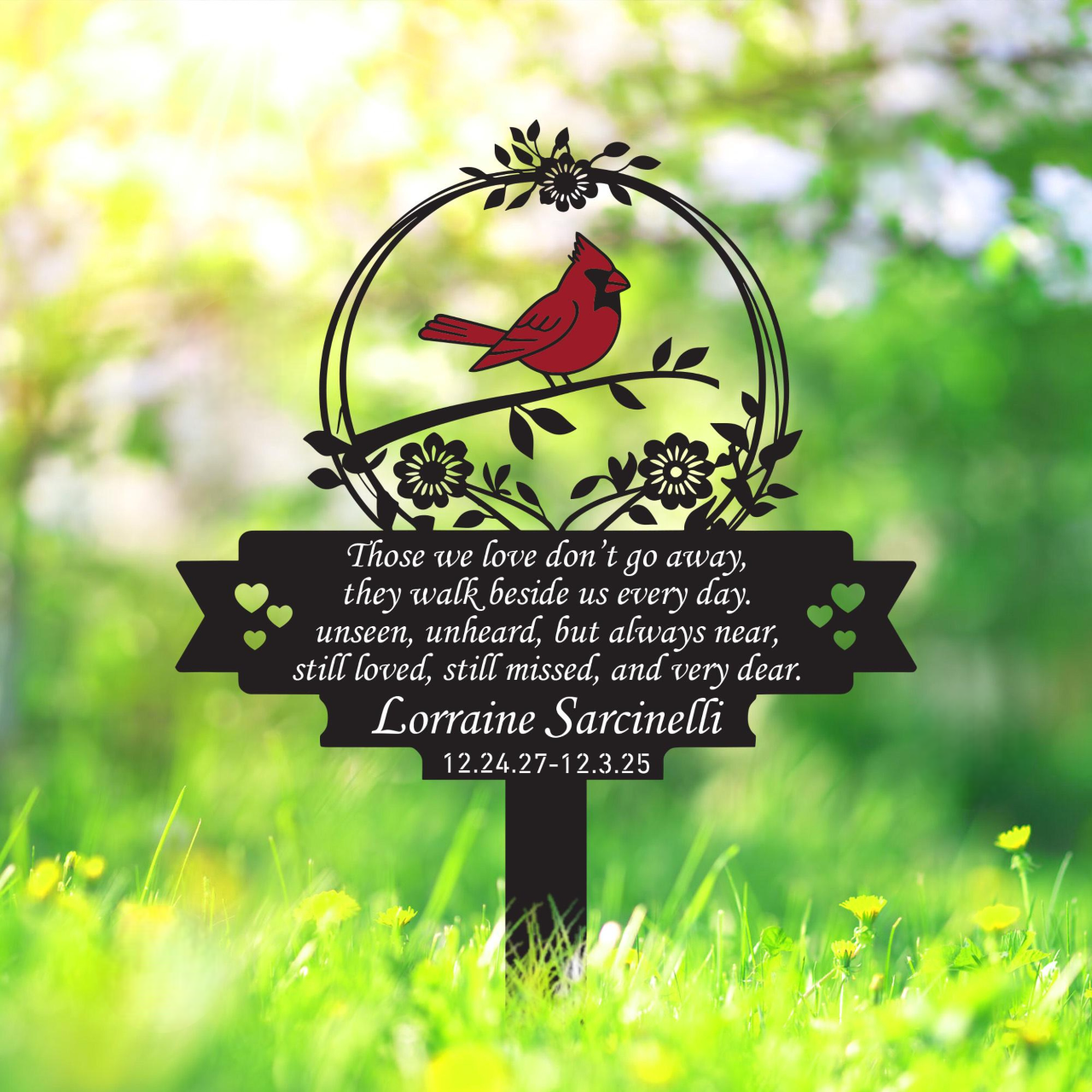 Personalized Memorial Stake Metal Sign, Cardinal Garden Stakes, Cardinals Appear, Metal Cemetery Decorations, Stake for Outdoors Yard Garden banner-2_18df4062-e3f2-456b-a36c-c72bc19cf768.png