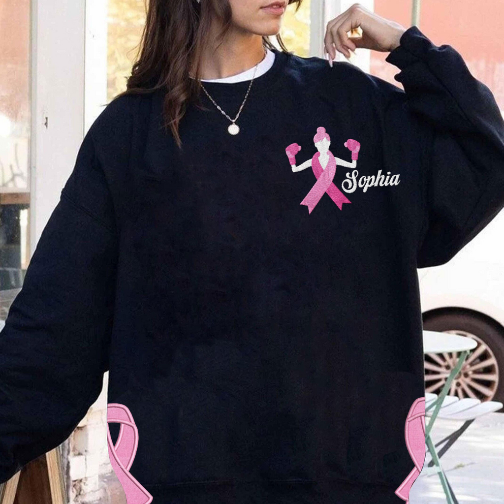 Custom Name Breast Cancer Side Bow Cut-Out Sweatshirt, Pink Ribbon Pullover, Breast Cancer Embroidered Sweatshirt, Gift for Her, Mom, Nana banner-2_a386945f-6504-4e54-bb27-b0b47c69a3f4.png