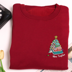 Personalized Teacher Name Christmas Book Tree Embroidered Sweatshirt, Merry Teacher Xmas Sweater, Woman Holiday Shirt for Librarian Gift banner-2_daa8d209-7794-4a07-876d-cd3efbb16ba6.png