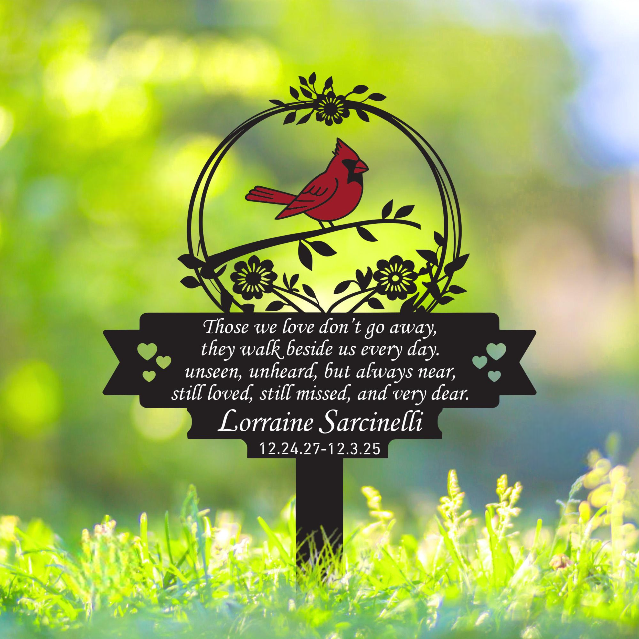 Personalized Memorial Stake Metal Sign, Cardinal Garden Stakes, Cardinals Appear, Metal Cemetery Decorations, Stake for Outdoors Yard Garden banner-3_0302d863-389d-4f77-8764-1e394b4fa99e.png