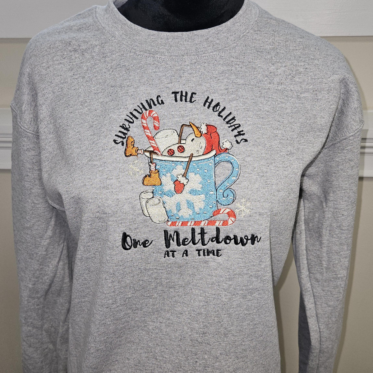 Meltdown Christmas Crewneck Sweatshirt, Holiday Sweater, Christmas Sweater, Embroidered Crewneck banner-4_5bd8b4c6-0abb-416e-bdf6-691343d65ebe.png