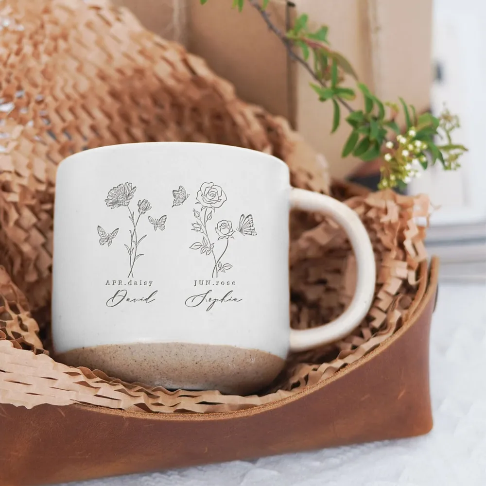 Custom Family Birth Flowers - Personalized Engraved Pottery Mug - Birthday Gift For Grandma, Mom, Daughter, Mother's Day Gift banner-4_6_11zon.png