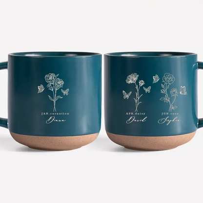 Custom Family Birth Flowers - Personalized Engraved Pottery Mug - Birthday Gift For Grandma, Mom, Daughter, Mother's Day Gift banner-5_7_11zon.png