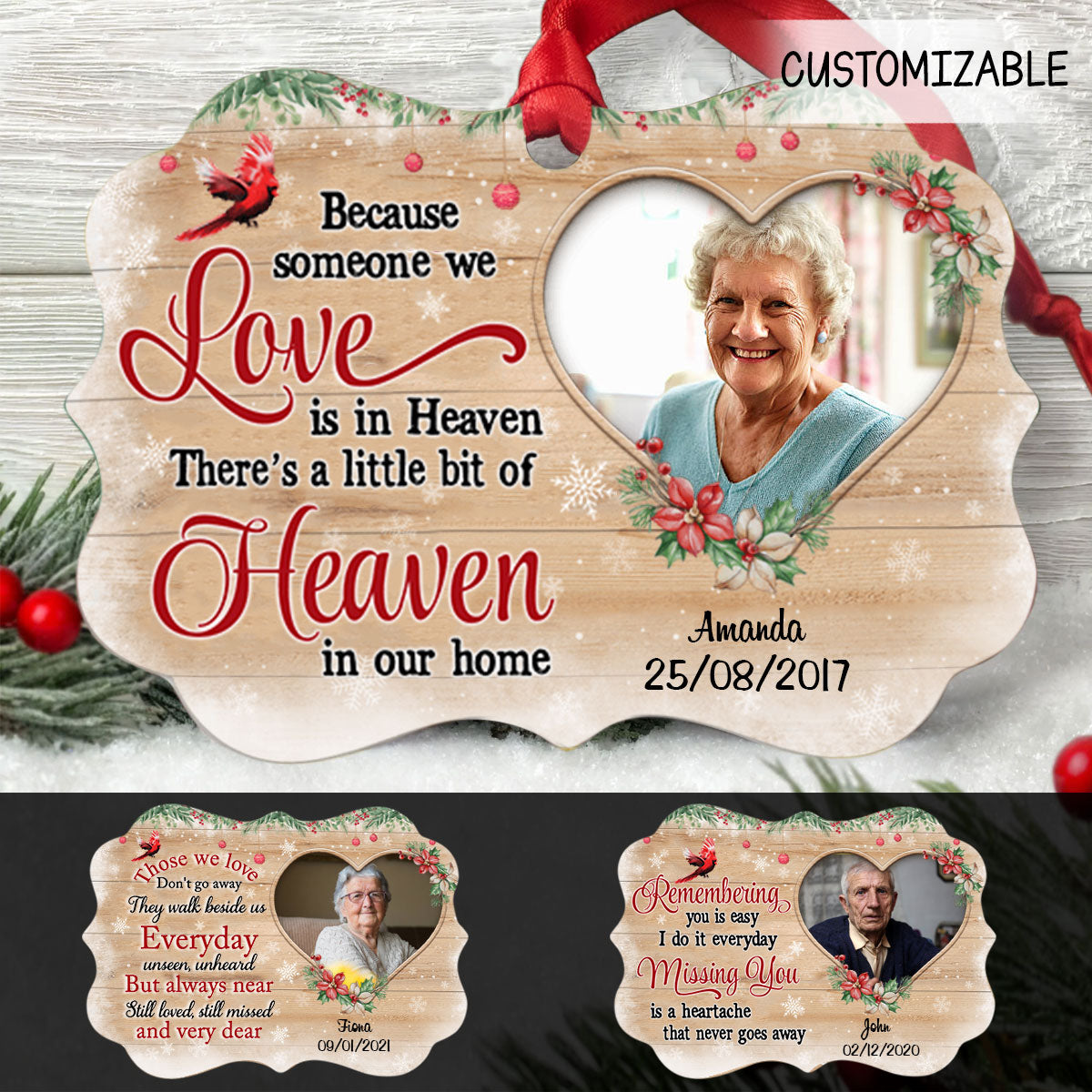 Christmas Wreath Heart Photo Memorial Personalized Aluminum Ornament Memorial Gift banner-Acrylic-Ornament---Christmas-Wreath-Heart--fb.jpg