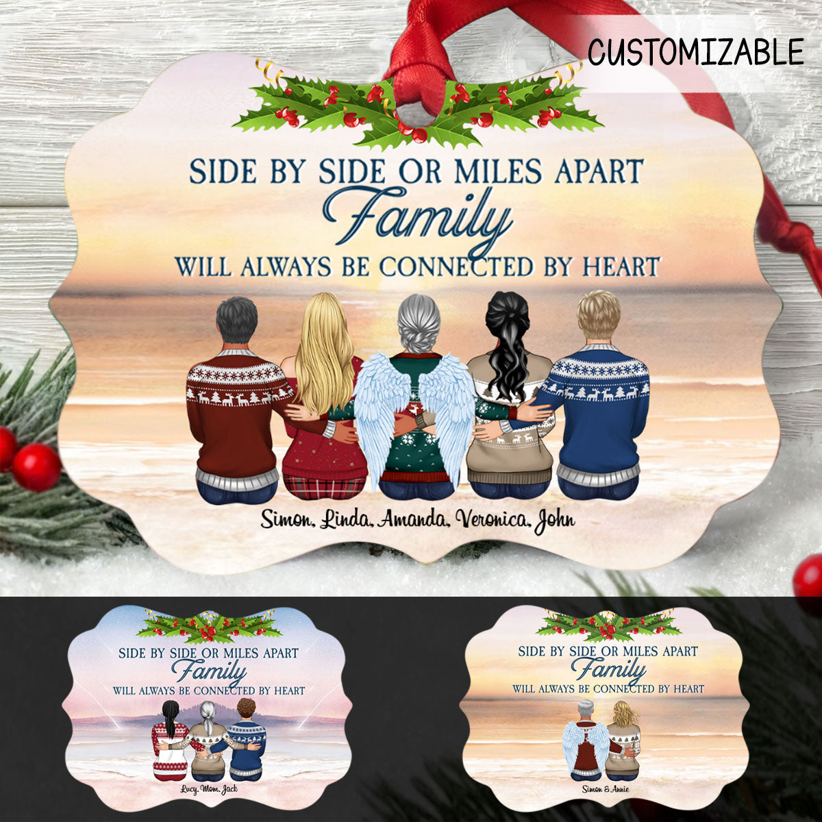Christmas Family Side By Side Or Miles Apart Family Will Always Be Connected By Heart Personalized Aluminum Ornament Memorial Gift banner-Acrylic-Ornament.-family-side-by-side-fb.jpg