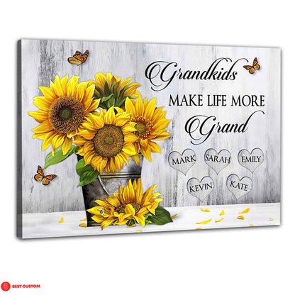 Grandkids Make Life More Grand, Sunflower - Personalized Canvas - Gift For Grandma banner-canvas_2c197d90-a65b-4094-8b02-fbff4c132658.jpg