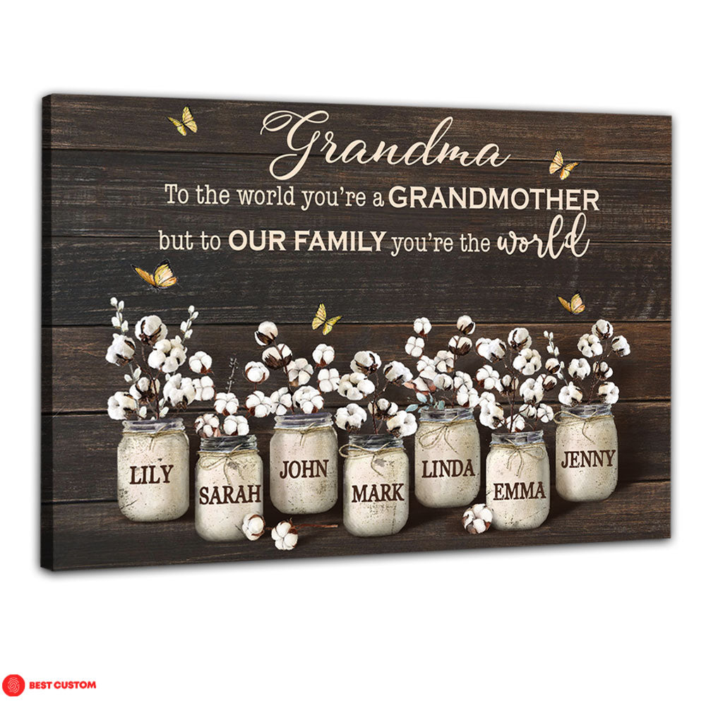 To Our Family You're The World - Personalized Canvas - Gift For Grandma banner-canvas_849102ea-417d-4141-b1c1-a5ed5e8954be.jpg