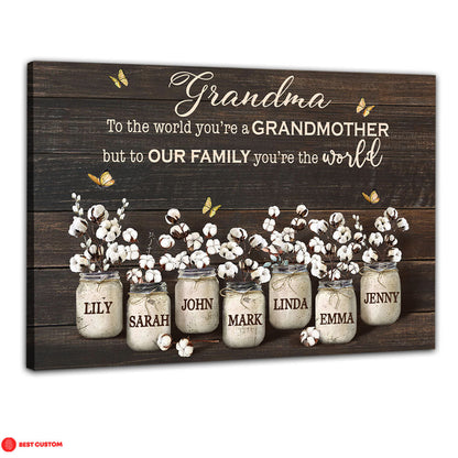 To Our Family You're The World - Personalized Canvas - Gift For Grandma banner-canvas_849102ea-417d-4141-b1c1-a5ed5e8954be.jpg