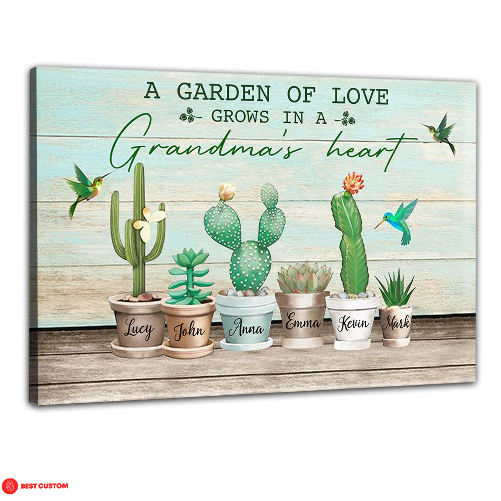 A Garden Of Love, Cactus - Personalized Canvas - Gift For Grandma banner-canvas_dd4240d8-8fbf-42d8-ae32-a73e8ed204f3.jpg