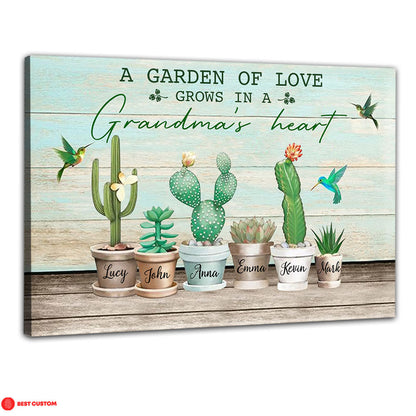 A Garden Of Love, Cactus - Personalized Canvas - Gift For Grandma banner-canvas_dd4240d8-8fbf-42d8-ae32-a73e8ed204f3.jpg