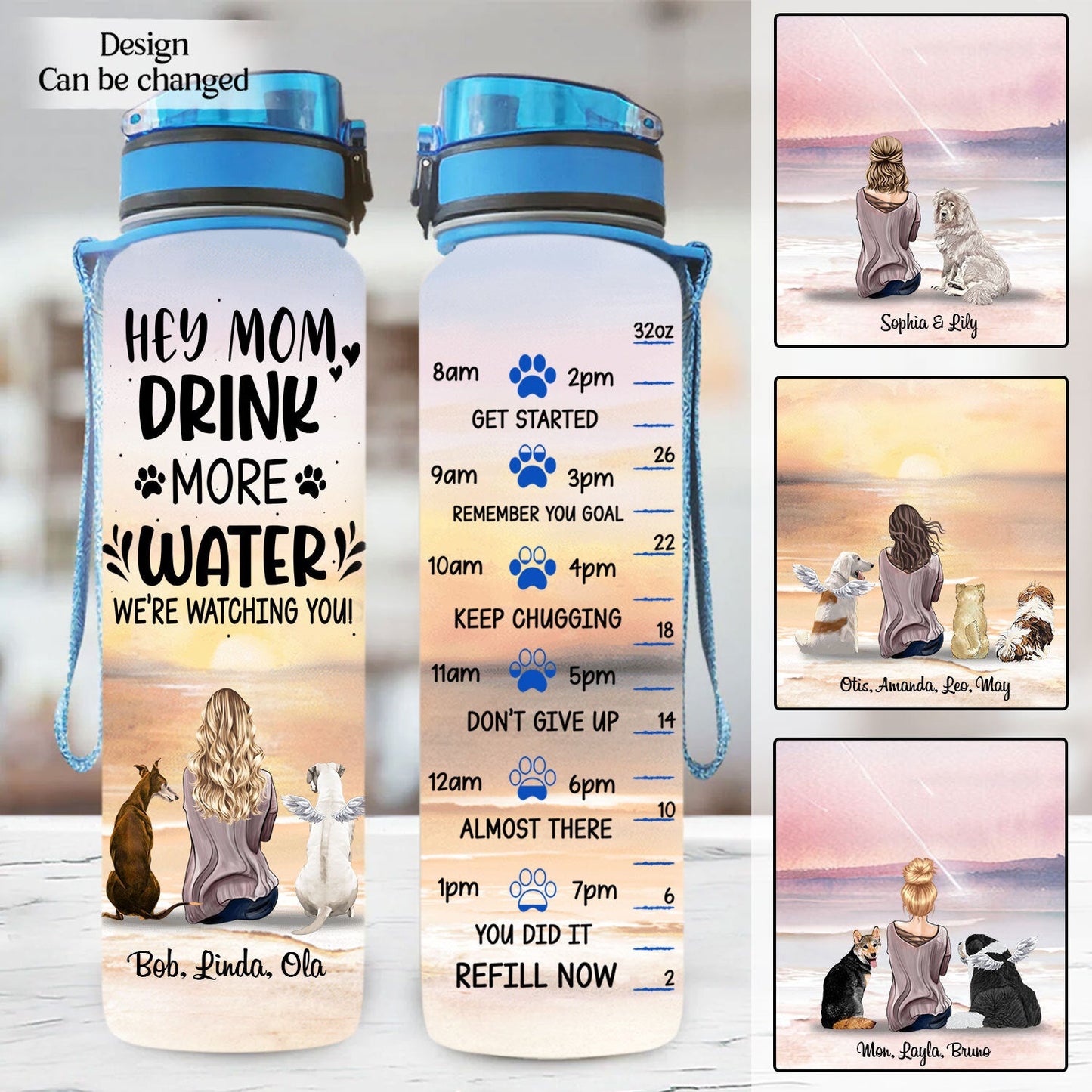 Angel Dog A Girl And Her Dogs A Bond Can't Be Broken Dog Mom Personalized Water Tracker Bottle banner-moiws-2.jpg