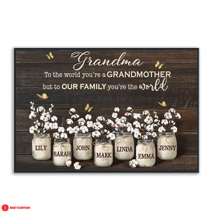 To Our Family You're The World - Personalized Canvas - Gift For Grandma banner-poster_b52a894e-e69c-40b4-b735-d47a3a87a0c0.jpg
