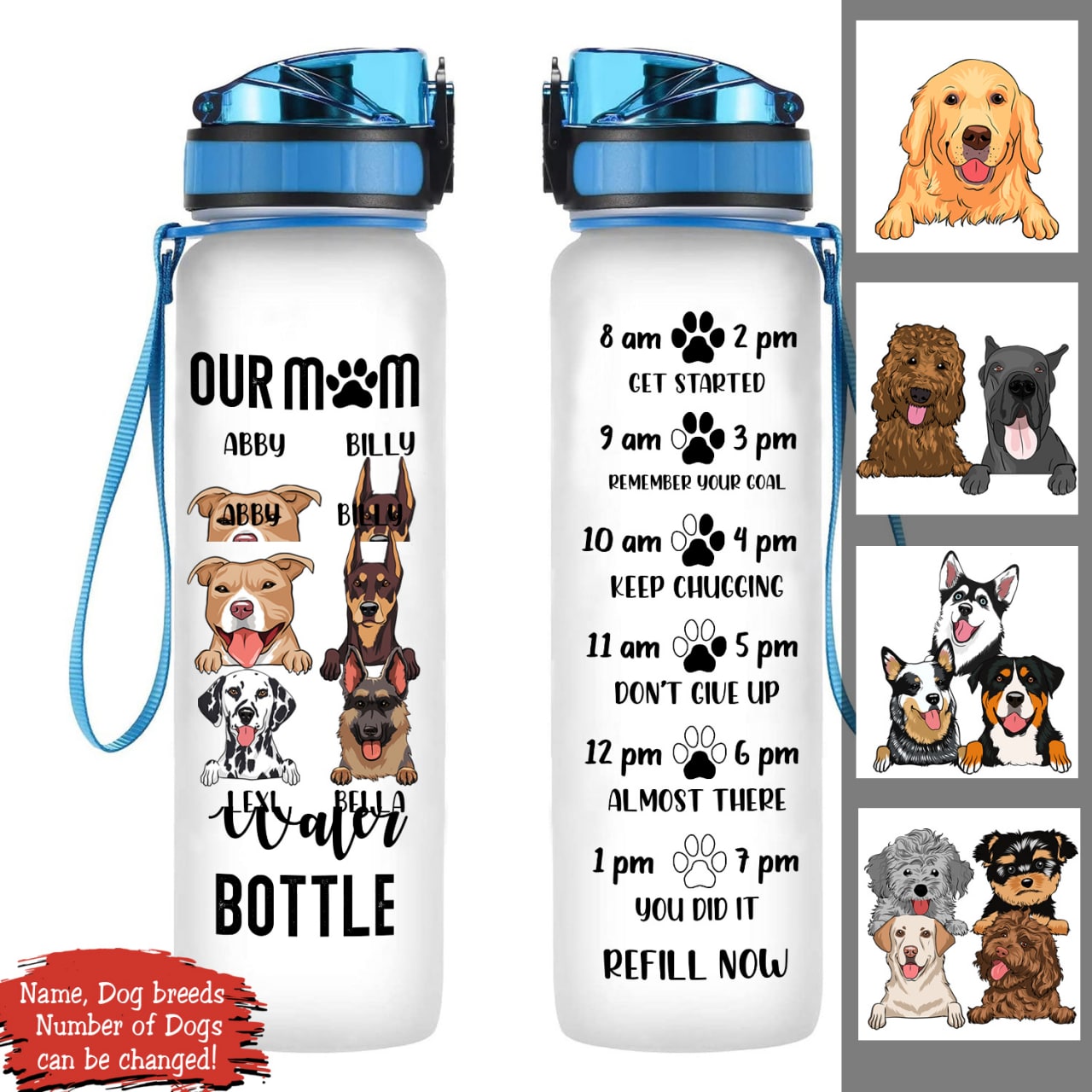 Our Mom Water Bottle Personalized Water Tracker Bottle Dog Mom banner.3.jpg
