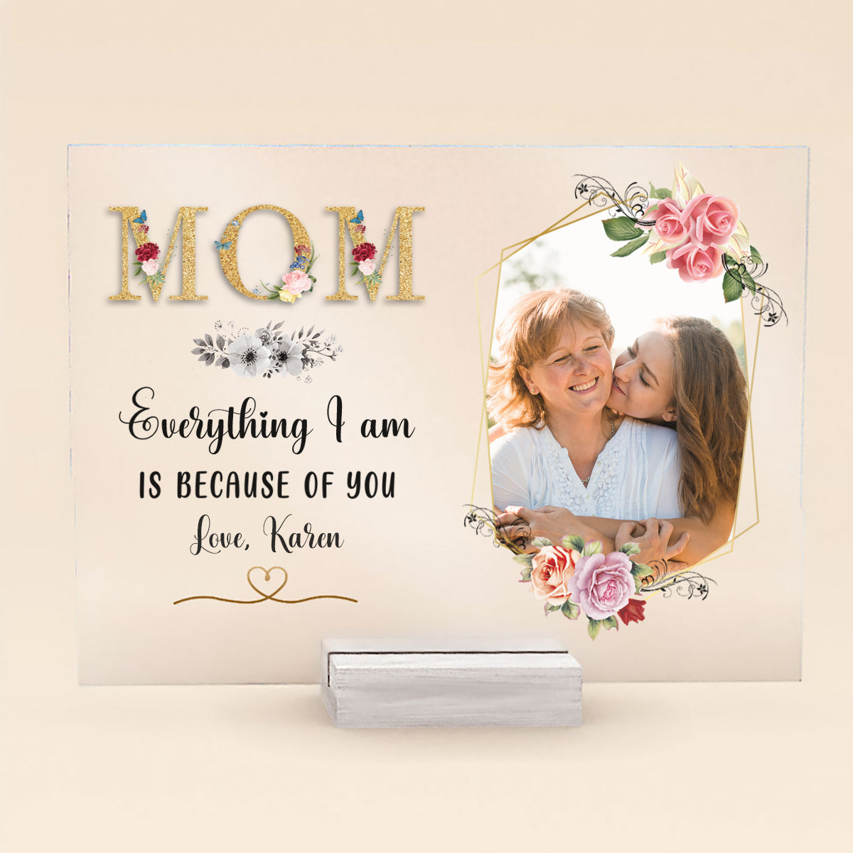 Mom, Everything I am Is Because Of You - Personalized Acrylic Plaque - Mother's Day, Loving, Birthday Gift For Mothers, Mama, Daughter banner1_0cab8a0d-f702-40d6-8b8c-b2a30e95b472.jpg
