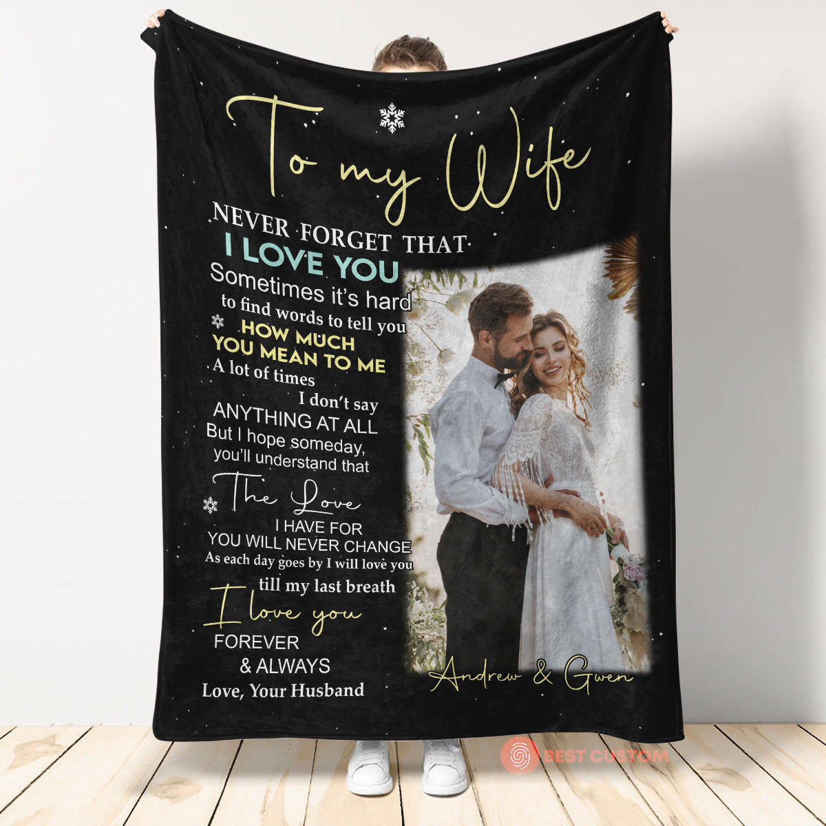 To My Wife Never Forget That I Love You Upload Photo Blanket - Gift For Wife banner1_0fb7b2e6-ae7b-4c45-ac3e-a59271862e1f.jpg