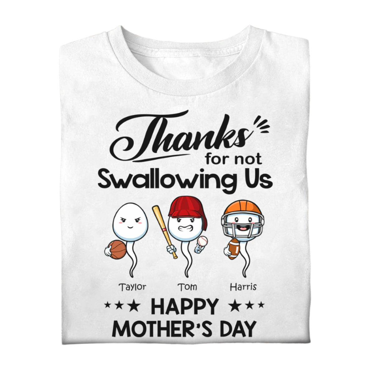 Sport Thanks For Not Swallowing Us - Personalized Shirt - Mother's Day, Funny, Birthday Gift For Mom, Mother, Wife banner1_174851e3-4161-4fd4-9cb1-cc4ce1a7b7fe.jpg