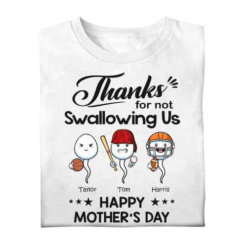 Sport Thanks For Not Swallowing Us - Personalized Shirt - Mother's Day, Funny, Birthday Gift For Mom, Mother, Wife banner1_174851e3-4161-4fd4-9cb1-cc4ce1a7b7fe.jpg