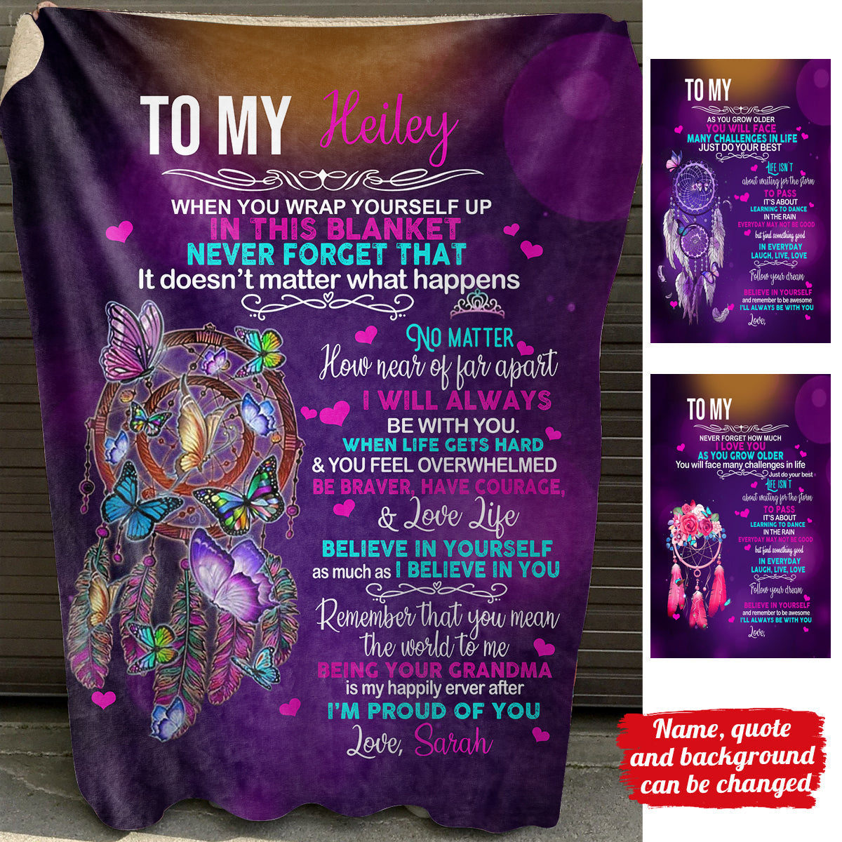 Dreamcatcher Love Life Believe In Yourself - Personalized Blanket - Gift For Granddaughter banner1_26eb03e6-4e46-4d32-b072-e03d13c72162.jpg