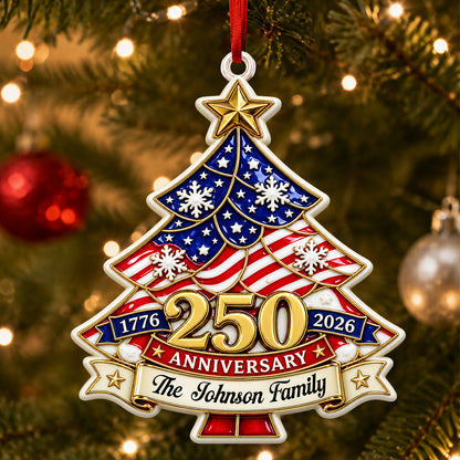 Christmas Tree Ornament 250th Anniversary - Real 3D Raised Ornament