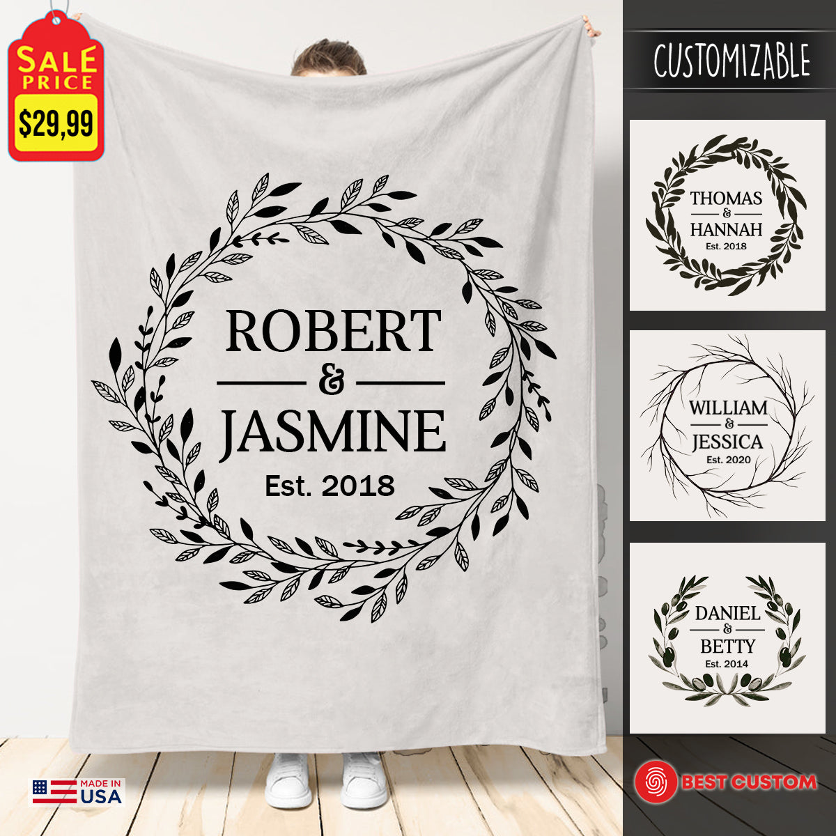Wreath Couple Anniversary Gift Personalized Blanket Gift For Couple banner1_81c68501-04de-49d0-9dda-97eeb00b1363.jpg