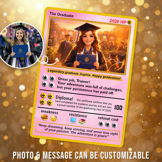 Custom Photo Semi Realistic Cartoon Illustration - Personalized Poke Card on Graduation