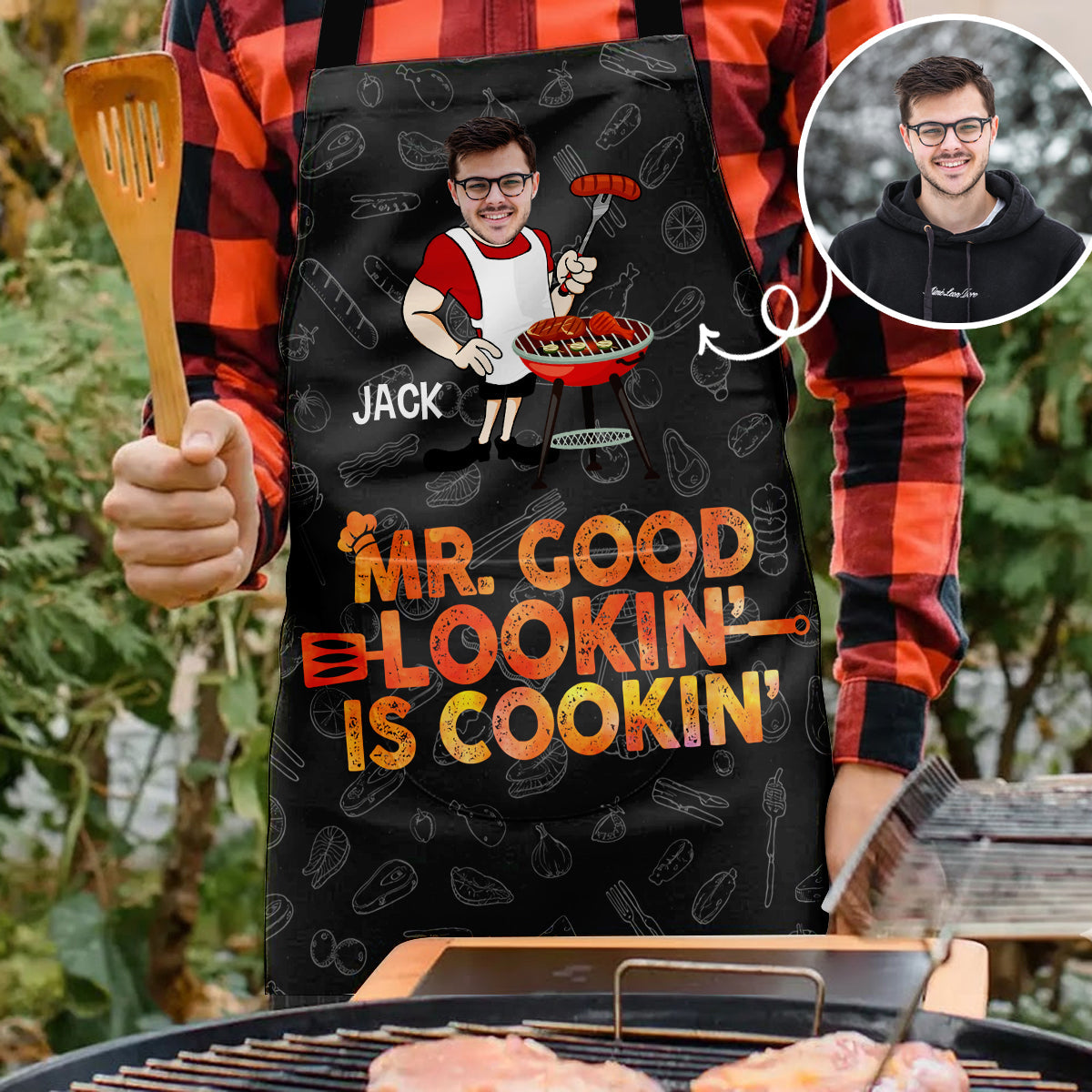Custom Photo Mr. Good Lookin' Is Cookin' - Personalized Apron banner1_e31f3fd5-2337-4c95-80eb-d92c3e8b968a.jpg
