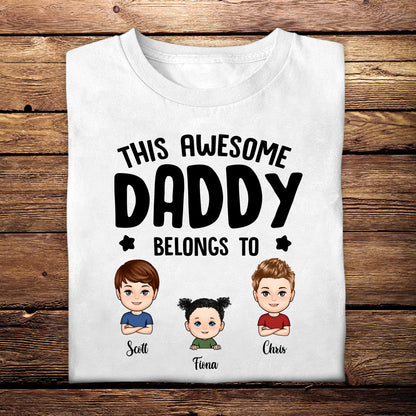 This Daddy Belongs To Cute Kid Face - Personalized Apprael - Father's Day, Gift For Father banner1trang.jpg