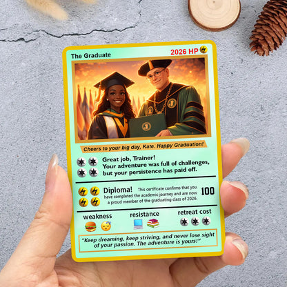 Custom Photo Semi Realistic Cartoon Illustration - Personalized Poke Card on Graduation