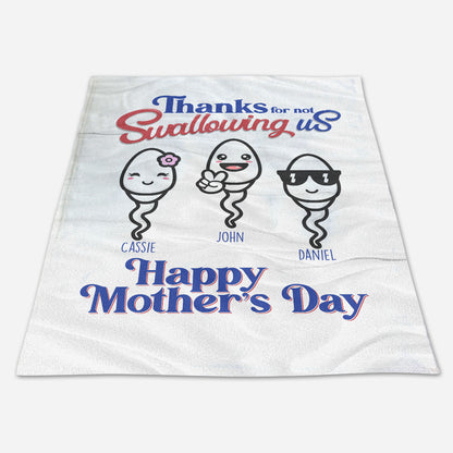 Thanks For Not Swallowing Us - Personalized Blanket - Mother's Day, Funny, Birthday Gift For Mom, Mother, Wife banner2_293b2edf-cab2-43a1-9b3f-e8f427970948.jpg